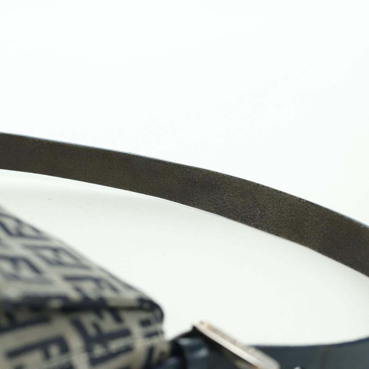FENDI Zucchino Canvas Mamma Baguette Hand Bag Navy Silver Auth AMZ542V