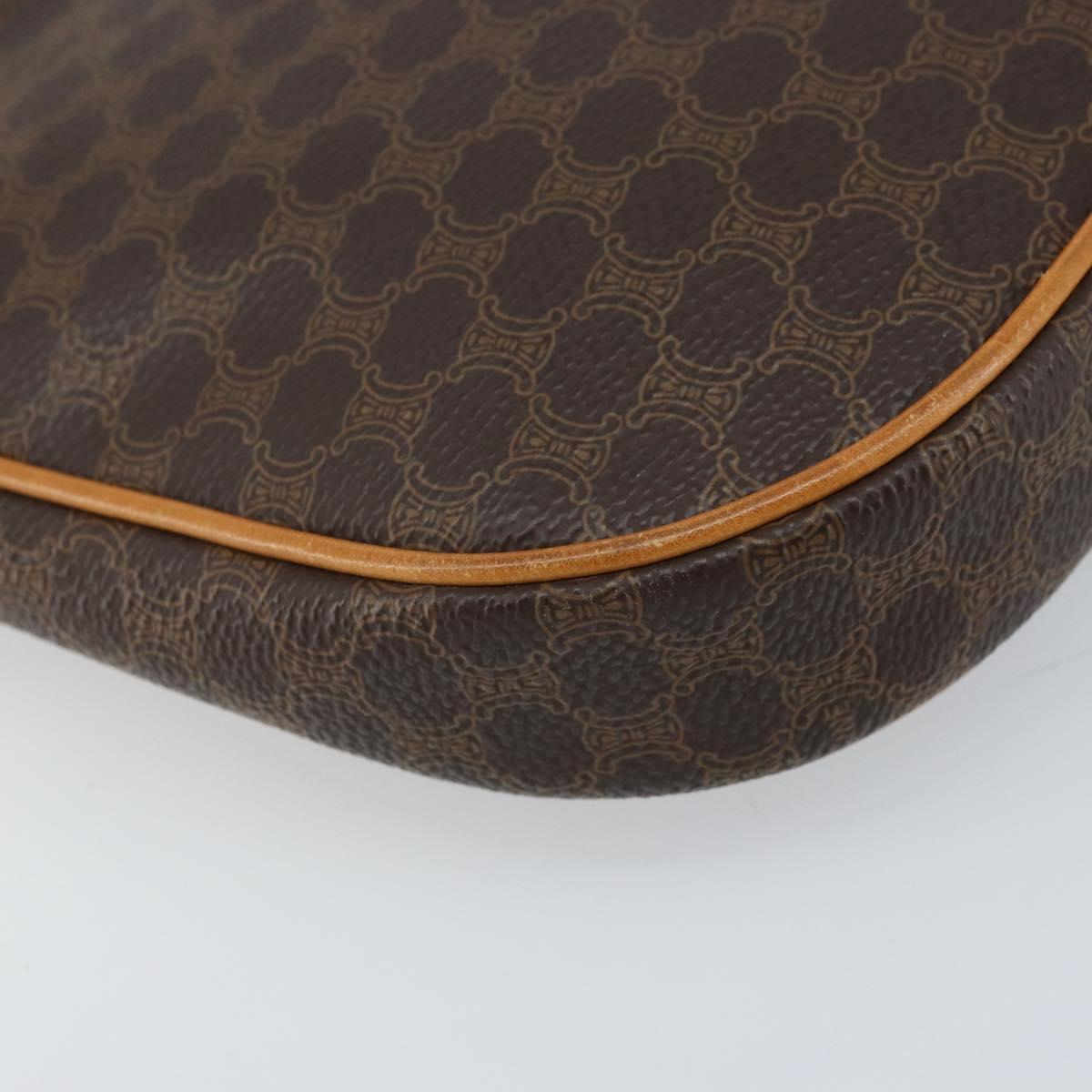 CELINE Macadam Canvas Shoulder Bag PVC Leather Brown Gold Auth AMZ543A