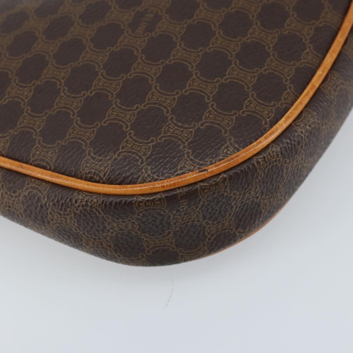 CELINE Macadam Canvas Shoulder Bag PVC Leather Brown Gold Auth AMZ543A