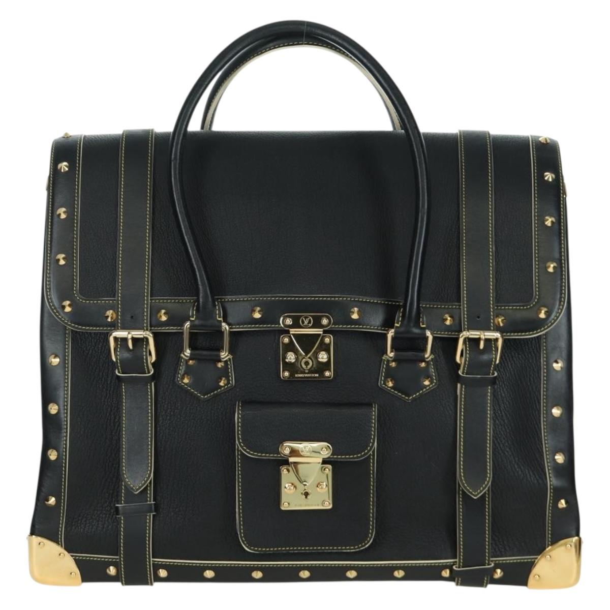 LOUIS VUITTON Suhari Extravagan Hand Bag Leather Black LV Auth AMZ548SM