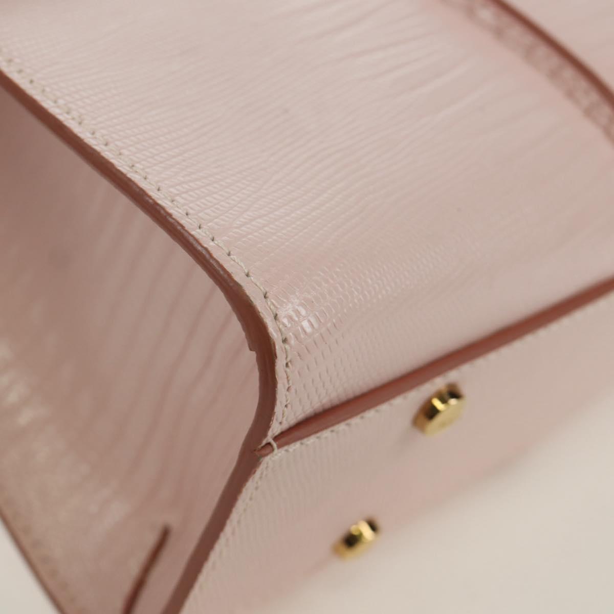 TOD’S Timeless T Hand Bag Leather 2way Pink Gold Auth AMZ549SAM