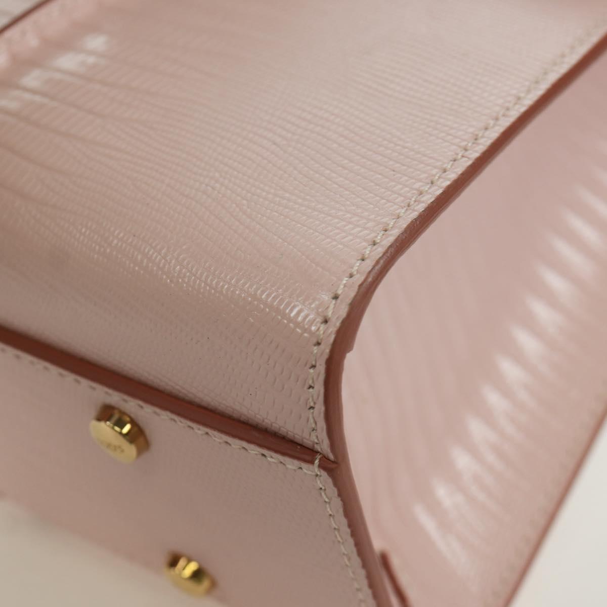 TOD’S Timeless T Hand Bag Leather 2way Pink Gold Auth AMZ549SAM