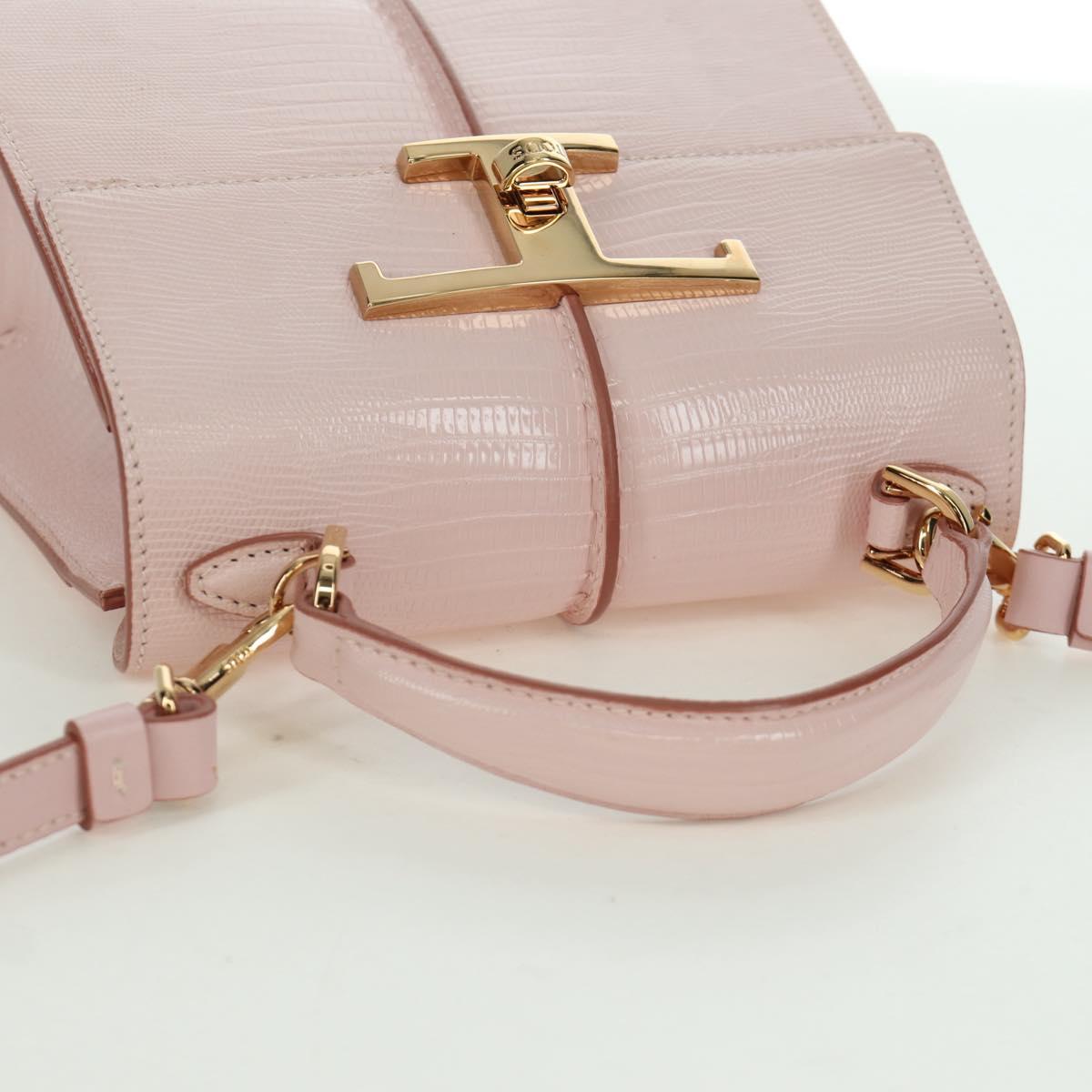 TOD’S Timeless T Hand Bag Leather 2way Pink Gold Auth AMZ549SAM