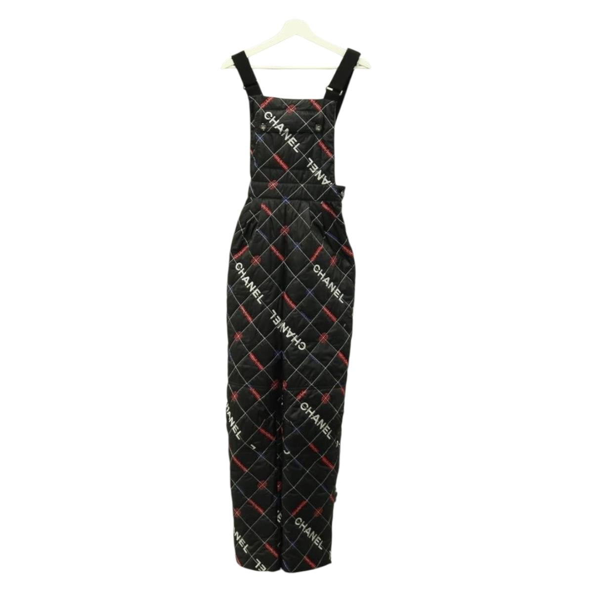 CHANEL Overall Polyester Black CC Auth AMZ550SM
