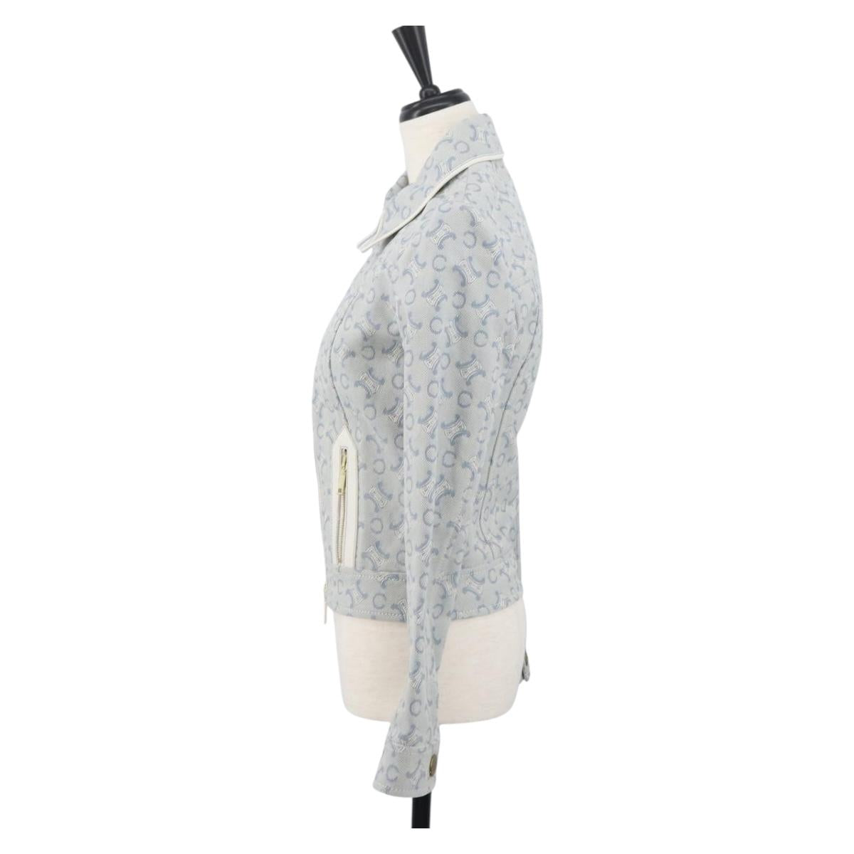 CELINE C Macadam Canvas Jacket Light Blue Auth AMZ552M