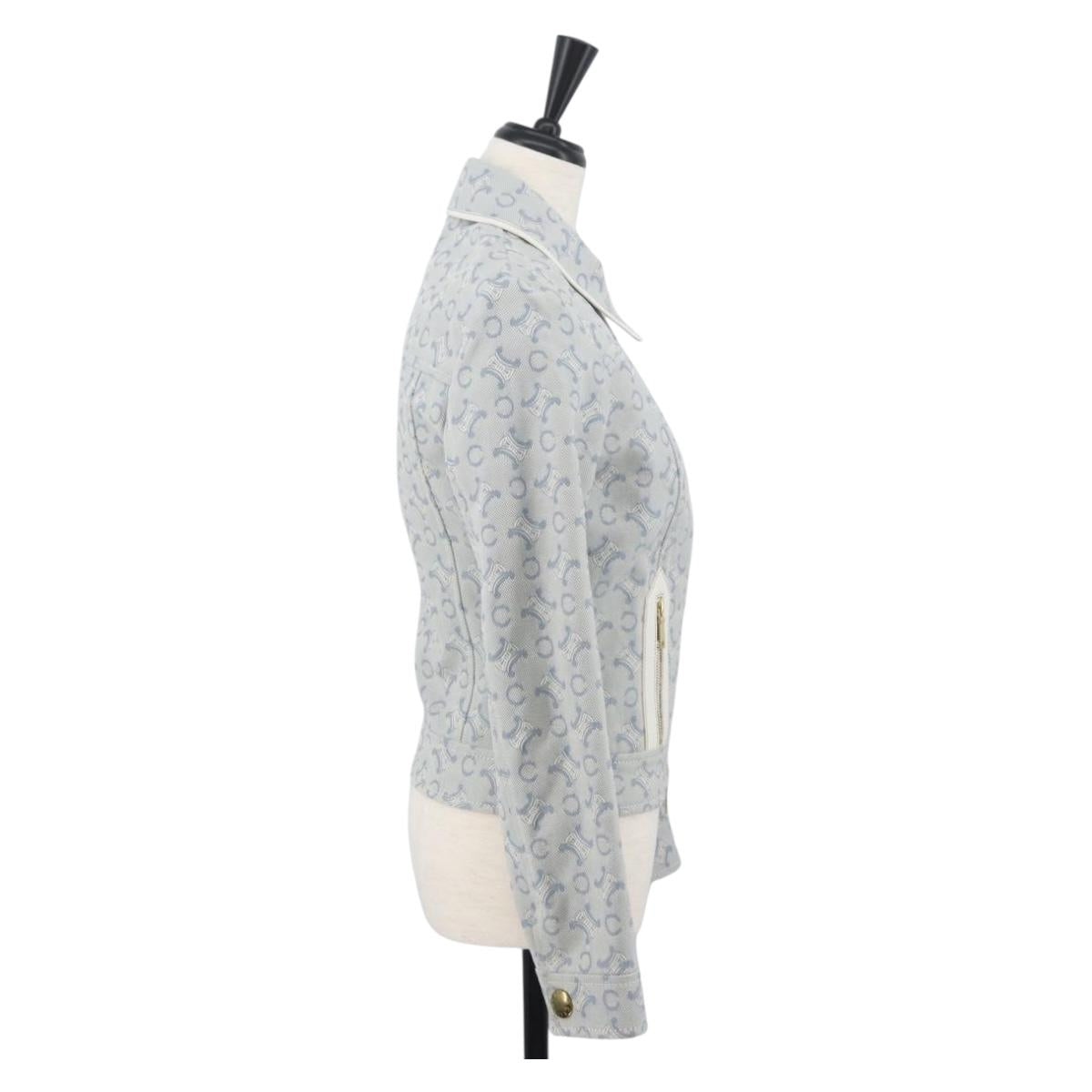CELINE C Macadam Canvas Jacket Light Blue Auth AMZ552M