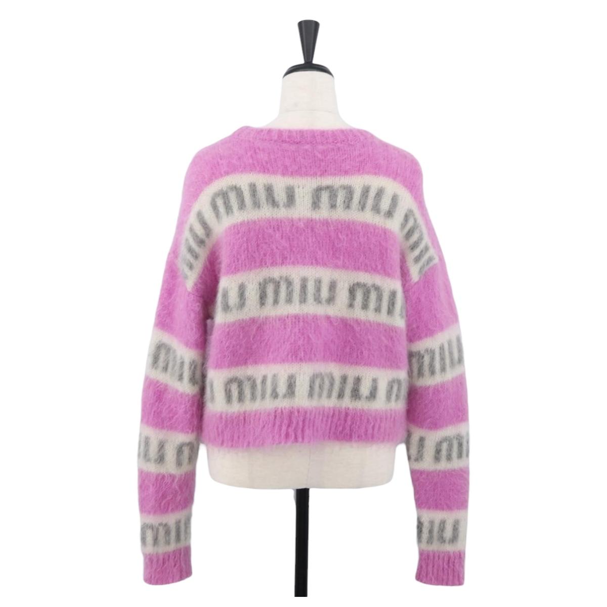 Miu Miu Knitted Fabrics Sweatshirt Mohair Pink Auth AMZ554SAM