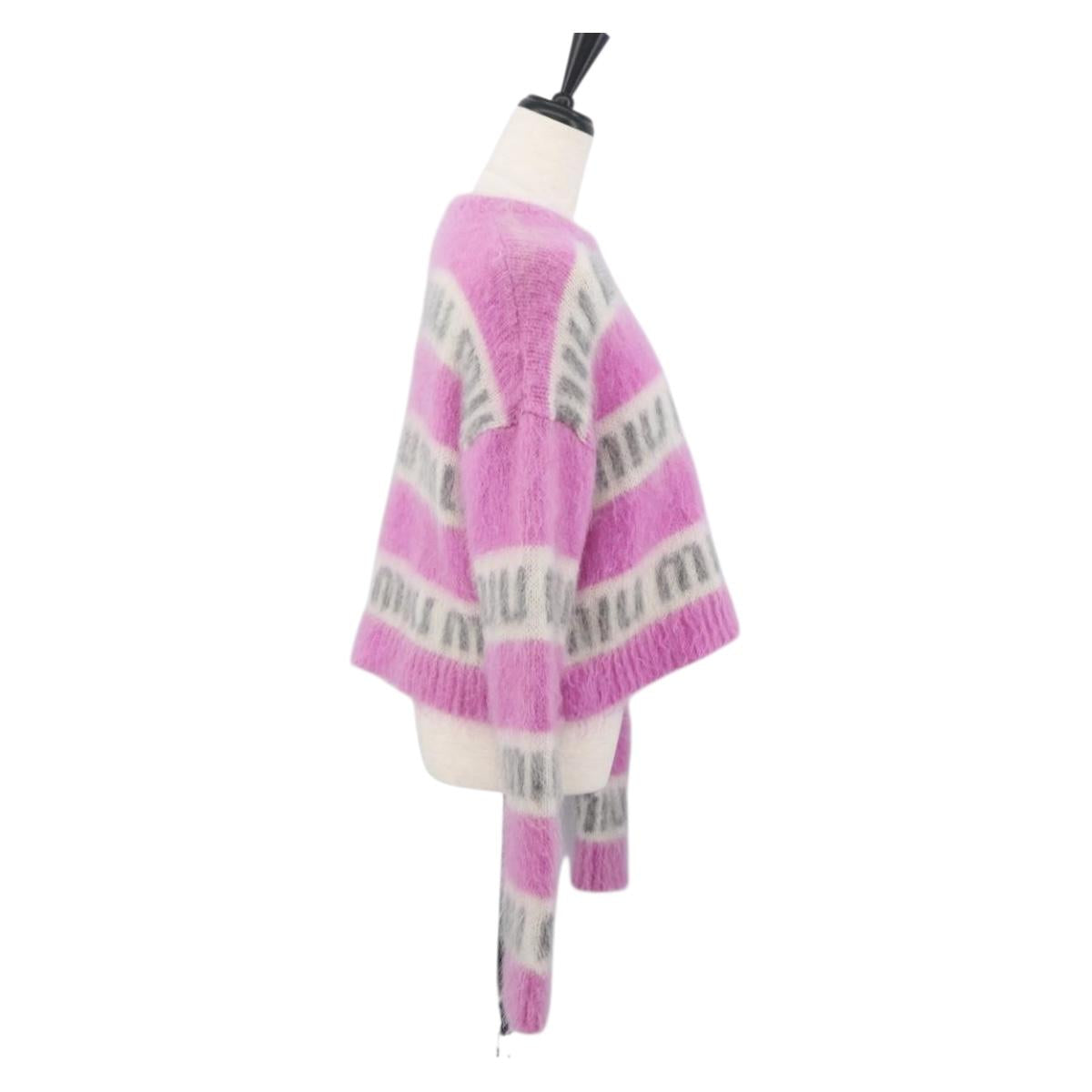 Miu Miu Knitted Fabrics Sweatshirt Mohair Pink Auth AMZ554SAM