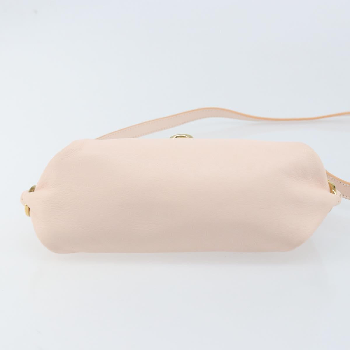 Salvatore Ferragamo Gancini Hand Bag Leather 2way Pink Gold Auth AMZ564A