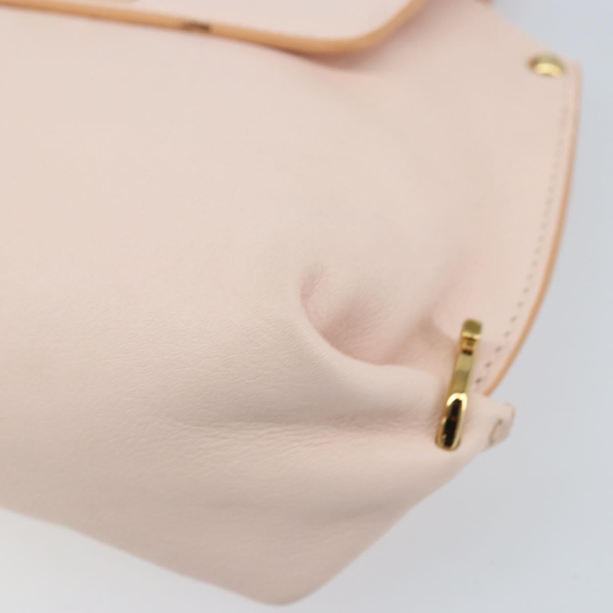Salvatore Ferragamo Gancini Hand Bag Leather 2way Pink Gold Auth AMZ564A