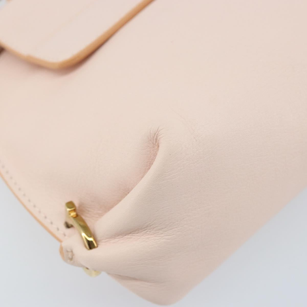 Salvatore Ferragamo Gancini Hand Bag Leather 2way Pink Gold Auth AMZ564A