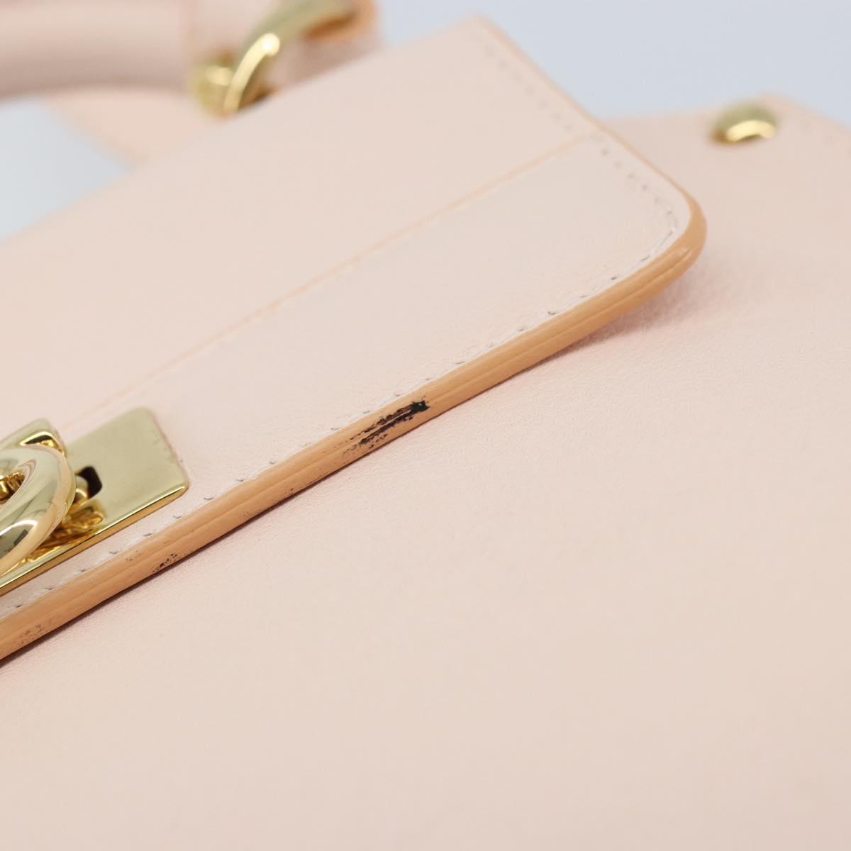 Salvatore Ferragamo Gancini Hand Bag Leather 2way Pink Gold Auth AMZ564A