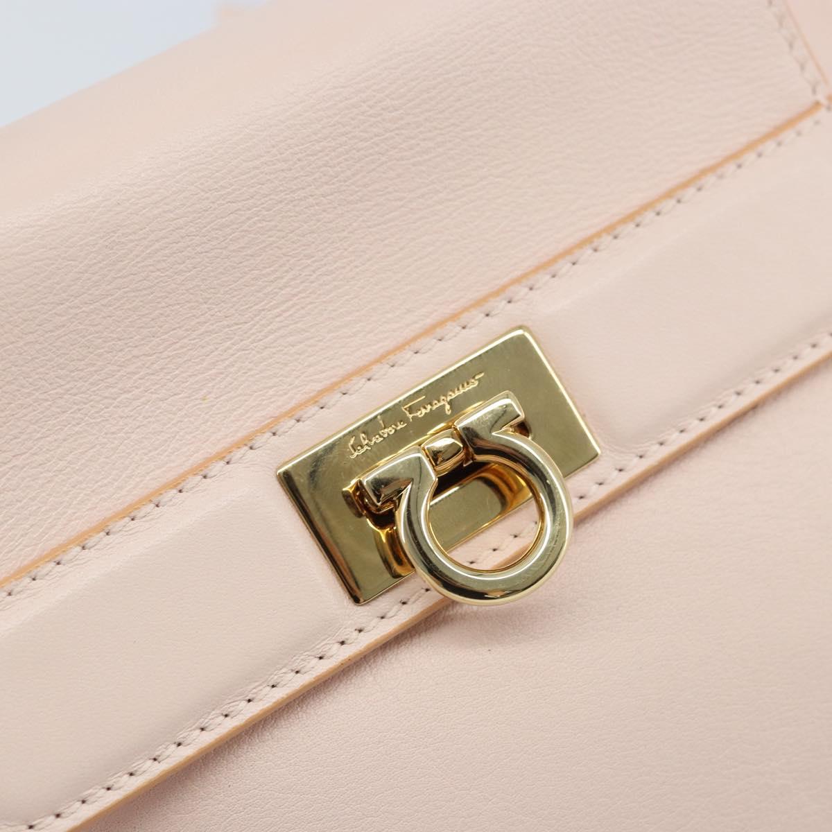 Salvatore Ferragamo Gancini Hand Bag Leather 2way Pink Gold Auth AMZ564A