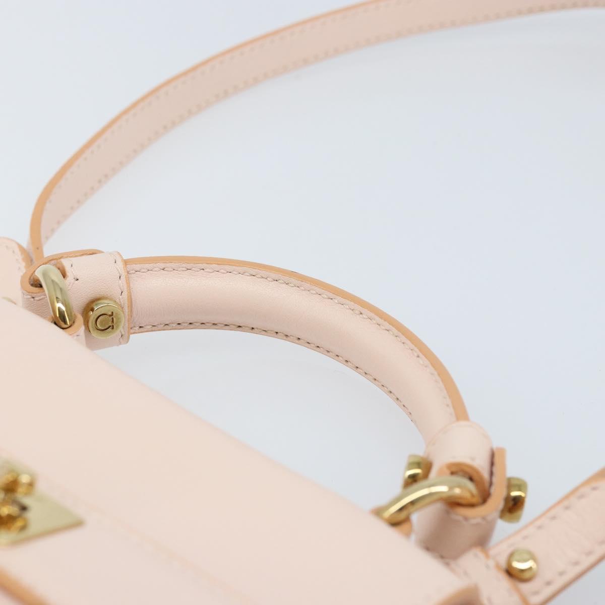 Salvatore Ferragamo Gancini Hand Bag Leather 2way Pink Gold Auth AMZ564A