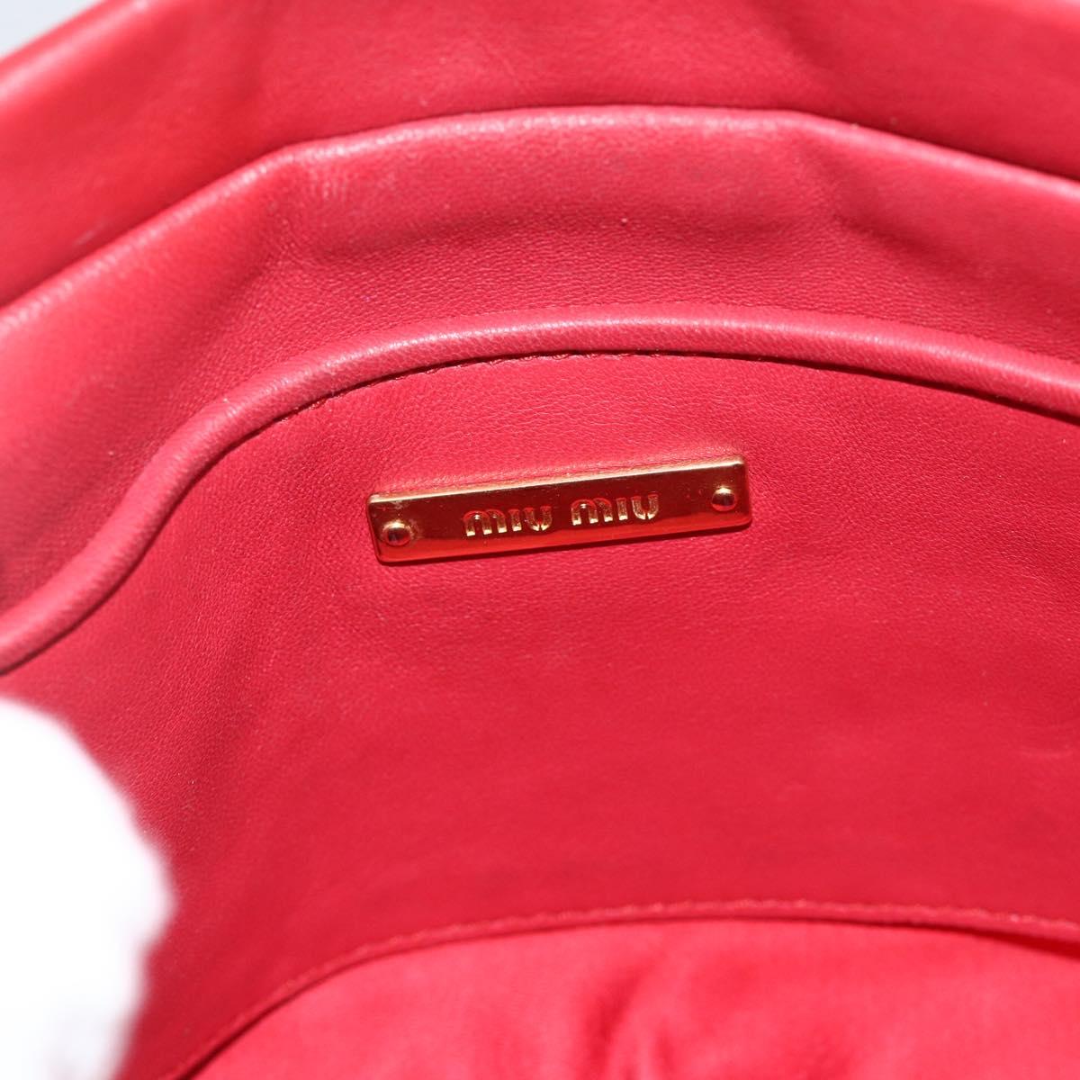Miu Miu Shoulder Bag Leather Red Gold Auth AMZ577A