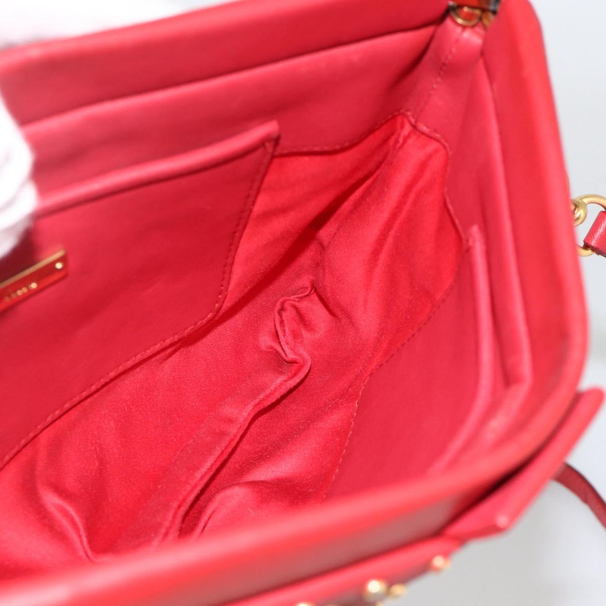 Miu Miu Shoulder Bag Leather Red Gold Auth AMZ577A