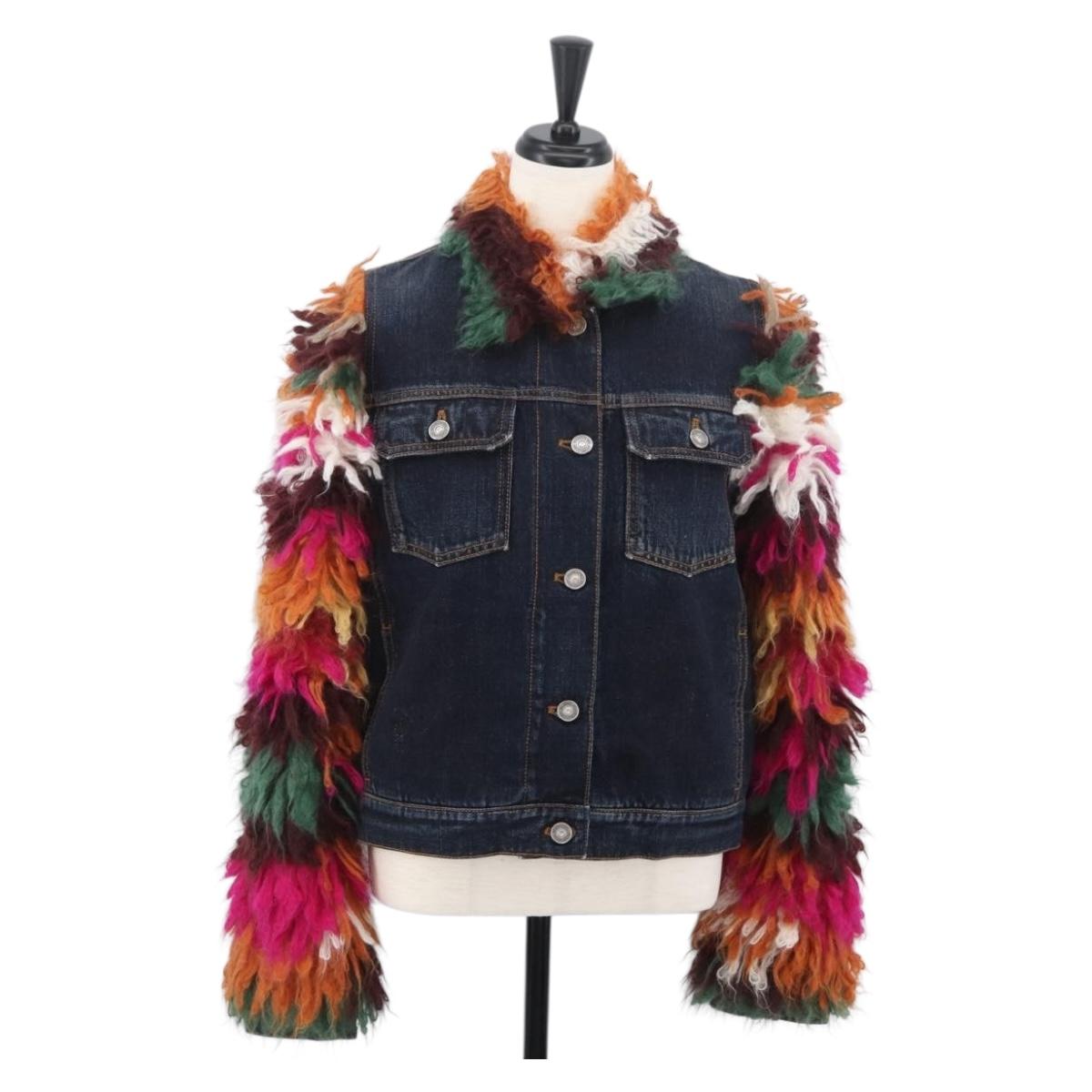 Christian Dior Fringe Jacket Denim Blue Auth AMZ580SM