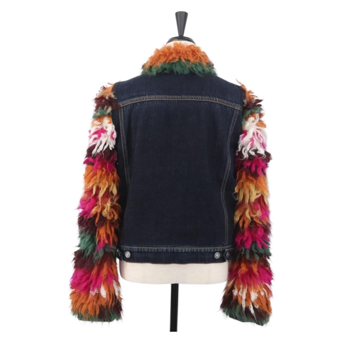 Christian Dior Fringe Jacket Denim Blue Auth AMZ580SM