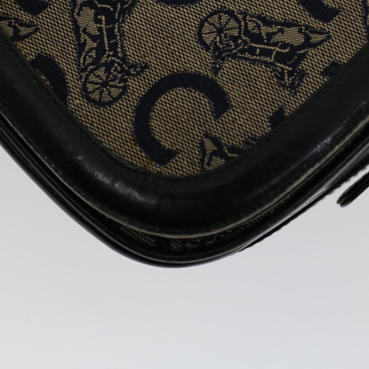 CELINE C Macadam Canvas Shoulder Bag Navy Auth ar10062