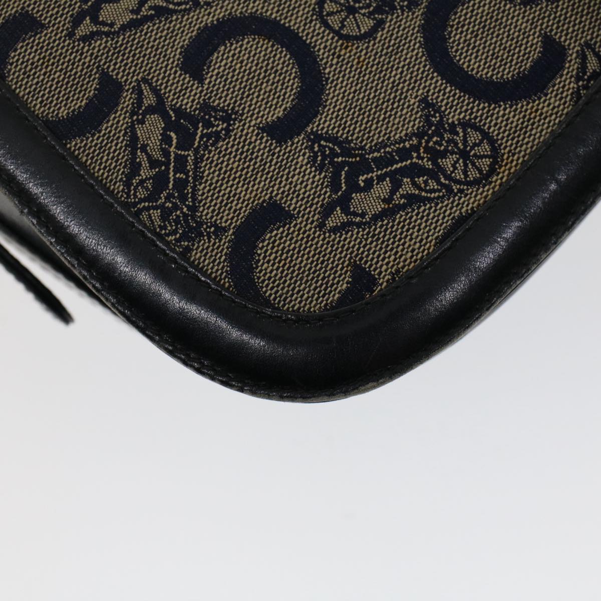 CELINE C Macadam Canvas Shoulder Bag Navy Auth ar10062