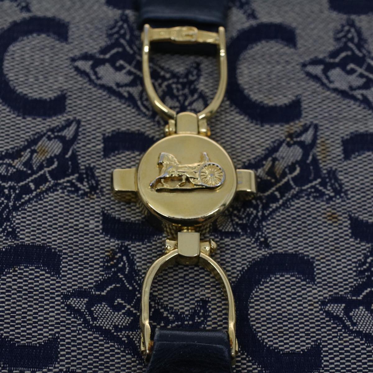 CELINE C Macadam Canvas Shoulder Bag Navy Auth ar10062