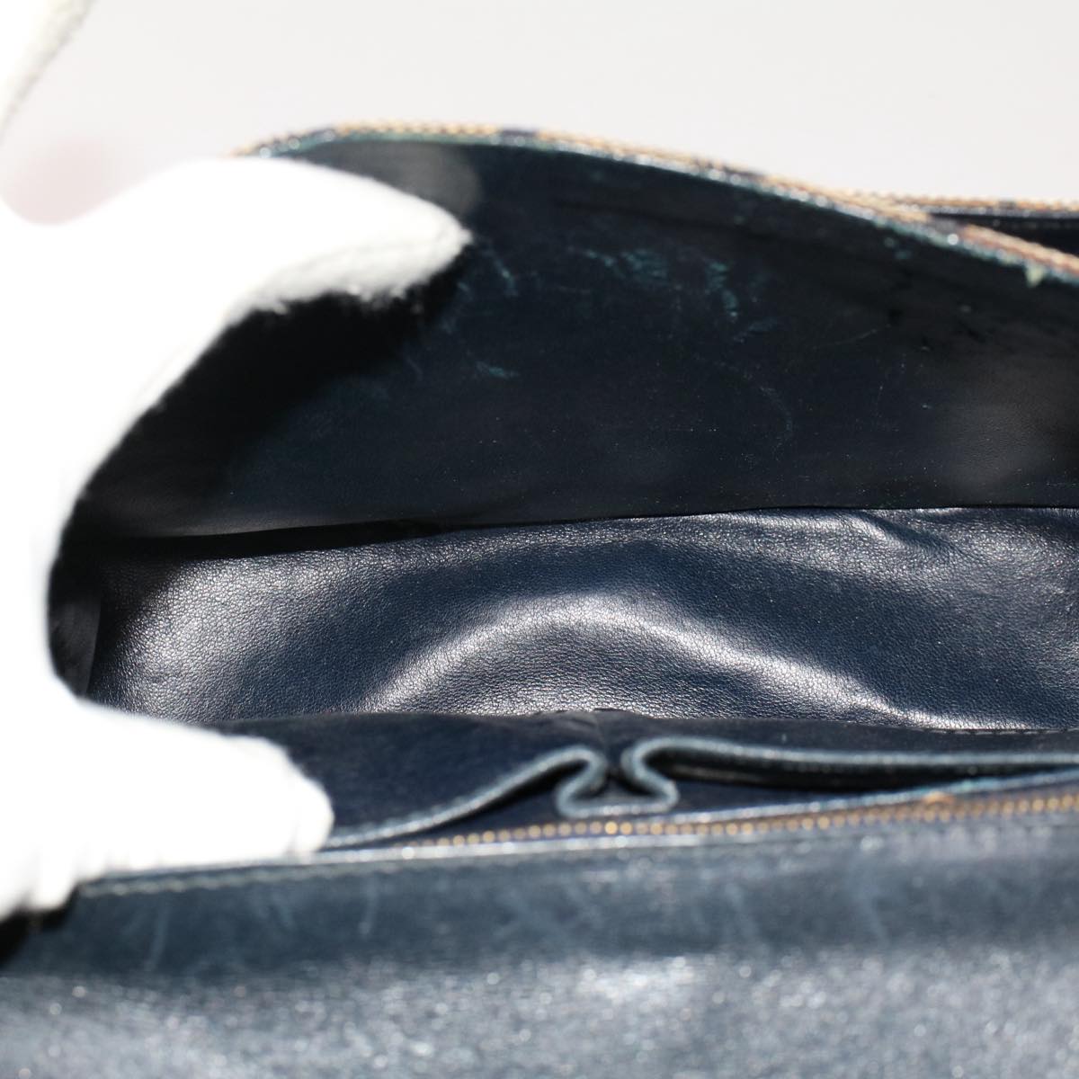 CELINE C Macadam Canvas Shoulder Bag Navy Auth ar10062