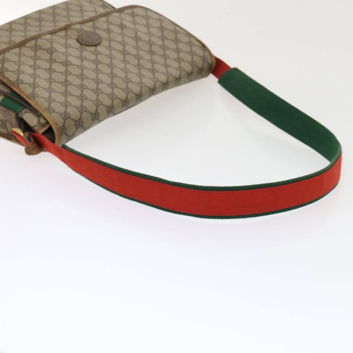 GUCCI GG Canvas Web Sherry Line Shoulder Bag Beige Red Green Auth ar10088