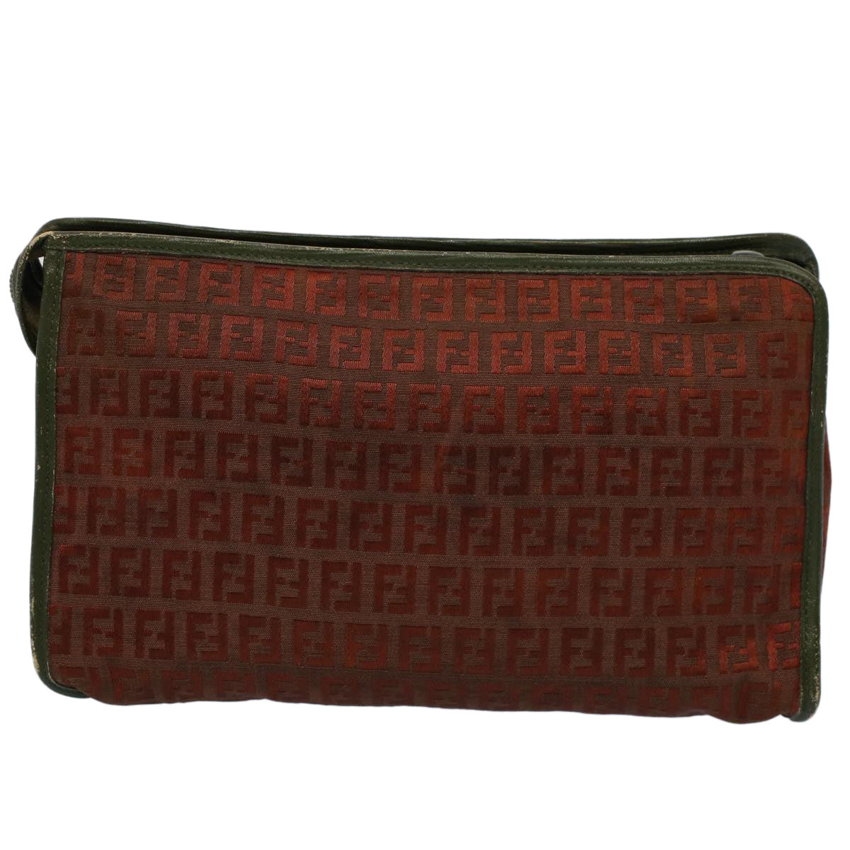 FENDI Zucchino Canvas Clutch Bag Vintage Brown Auth ar10173