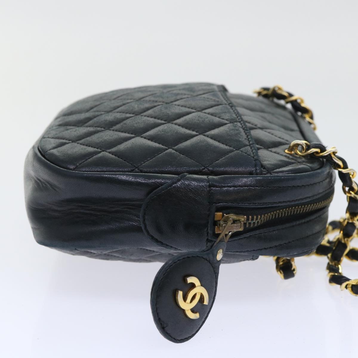 CHANEL Matelasse Chain Shoulder Bag Lamb Skin Black CC Auth ar10252