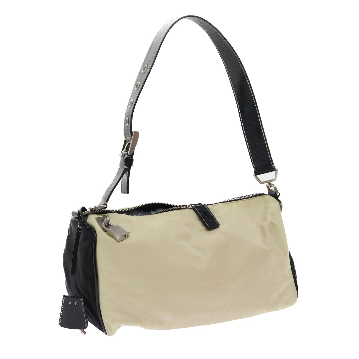 PRADA Shoulder Bag Nylon Beige Auth ar10308