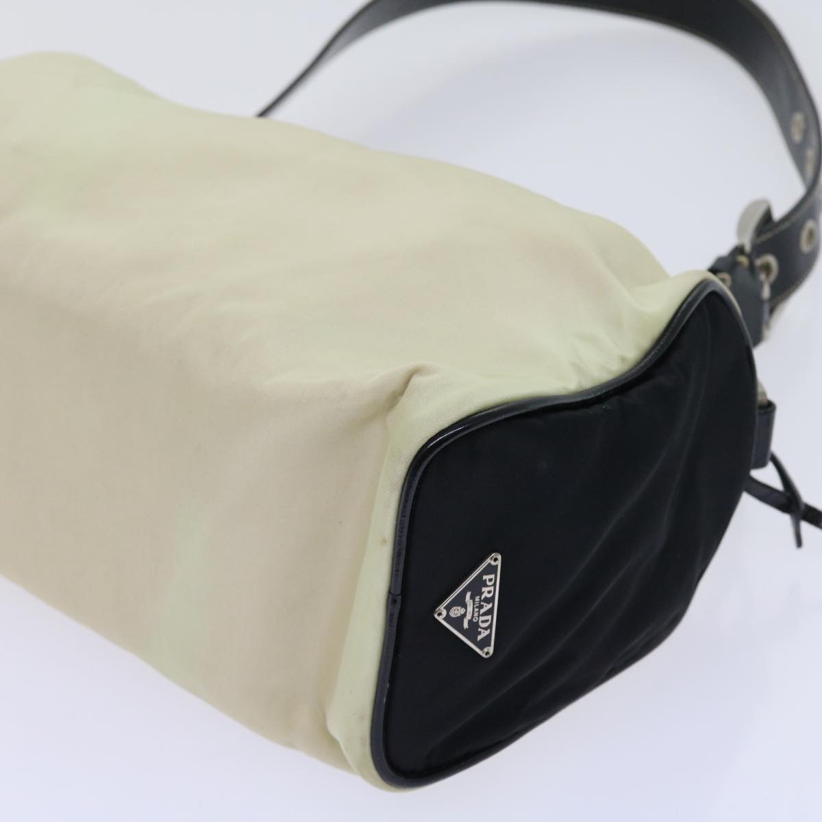 PRADA Shoulder Bag Nylon Beige Auth ar10308