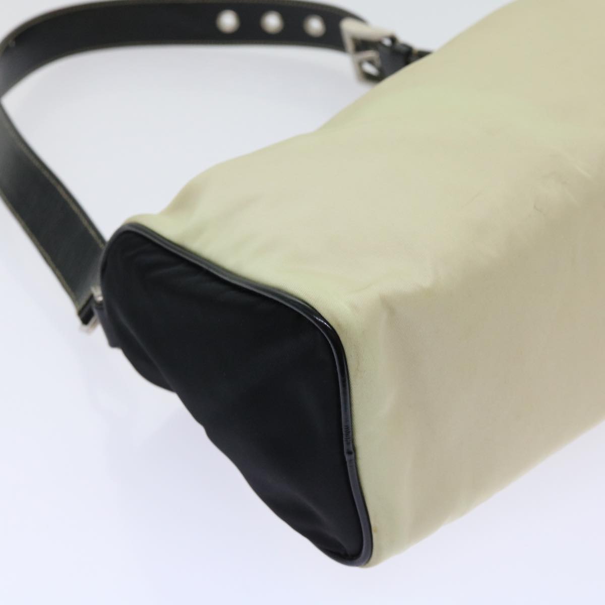 PRADA Shoulder Bag Nylon Beige Auth ar10308