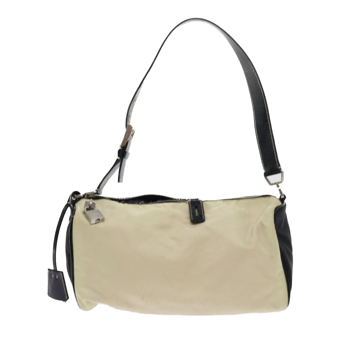 PRADA Shoulder Bag Nylon Beige Auth ar10308