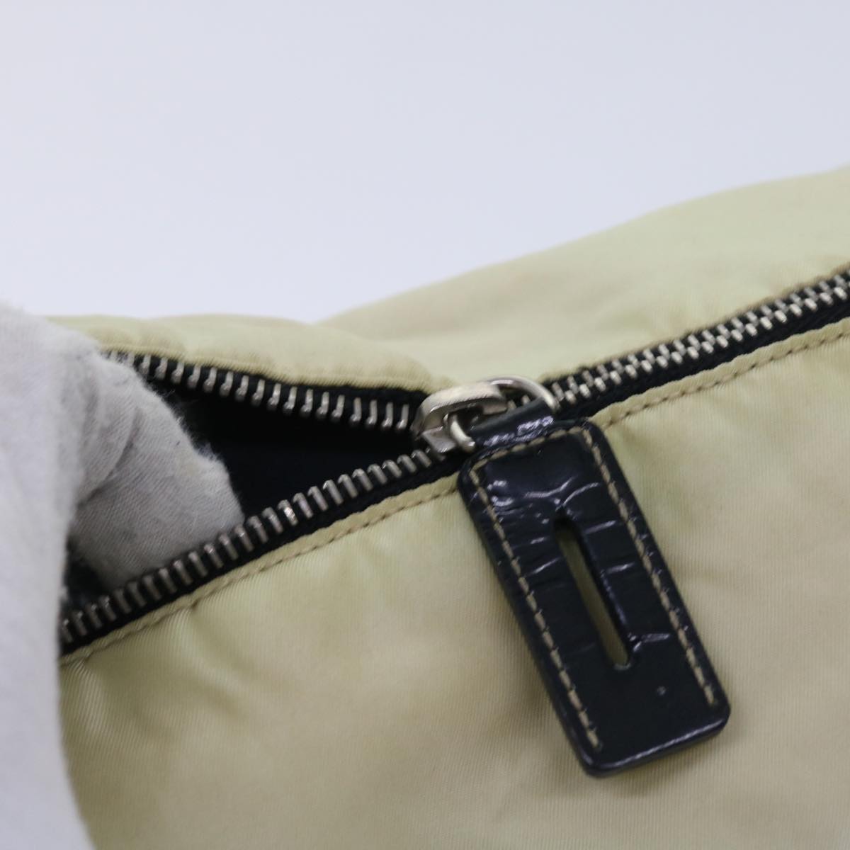 PRADA Shoulder Bag Nylon Beige Auth ar10308