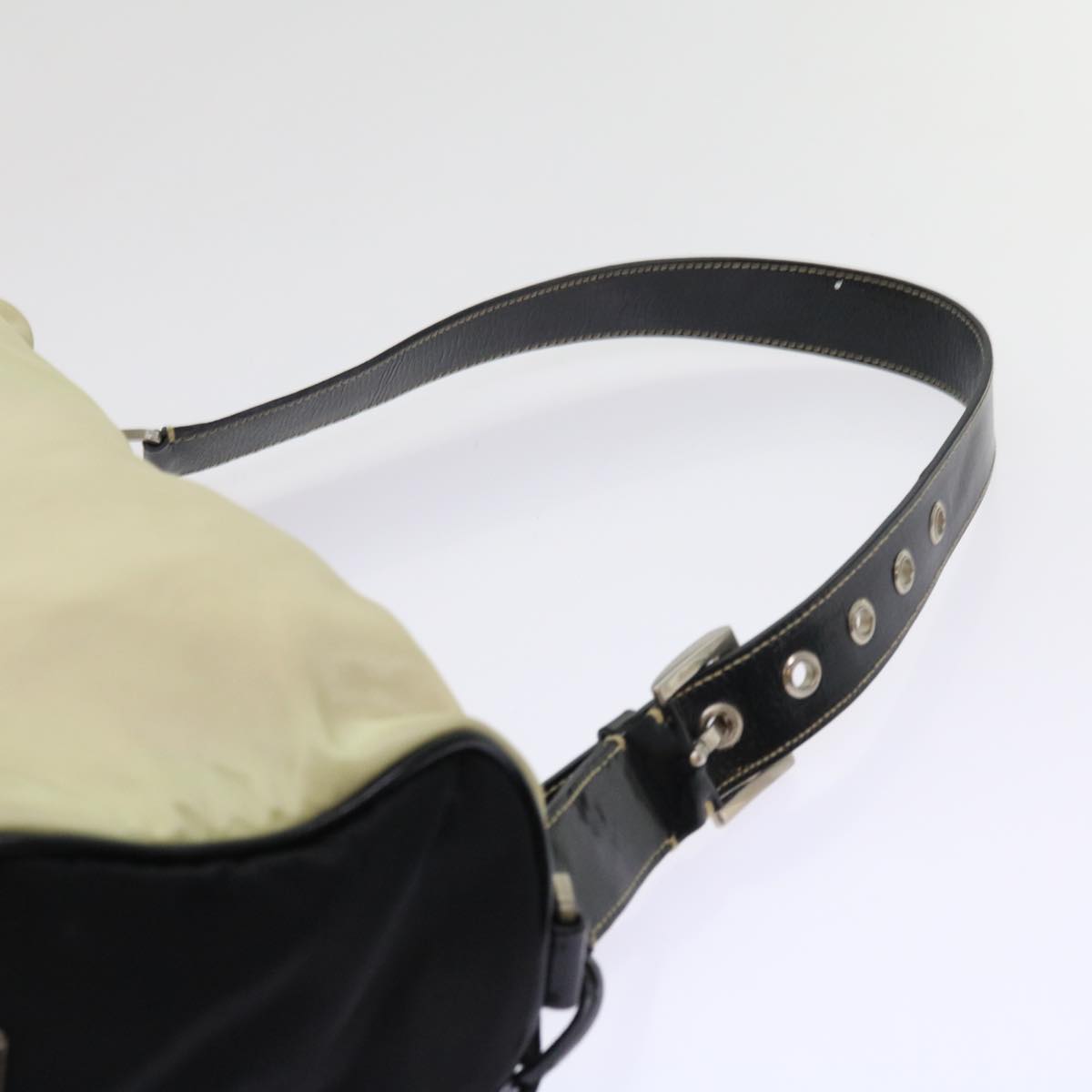 PRADA Shoulder Bag Nylon Beige Auth ar10308