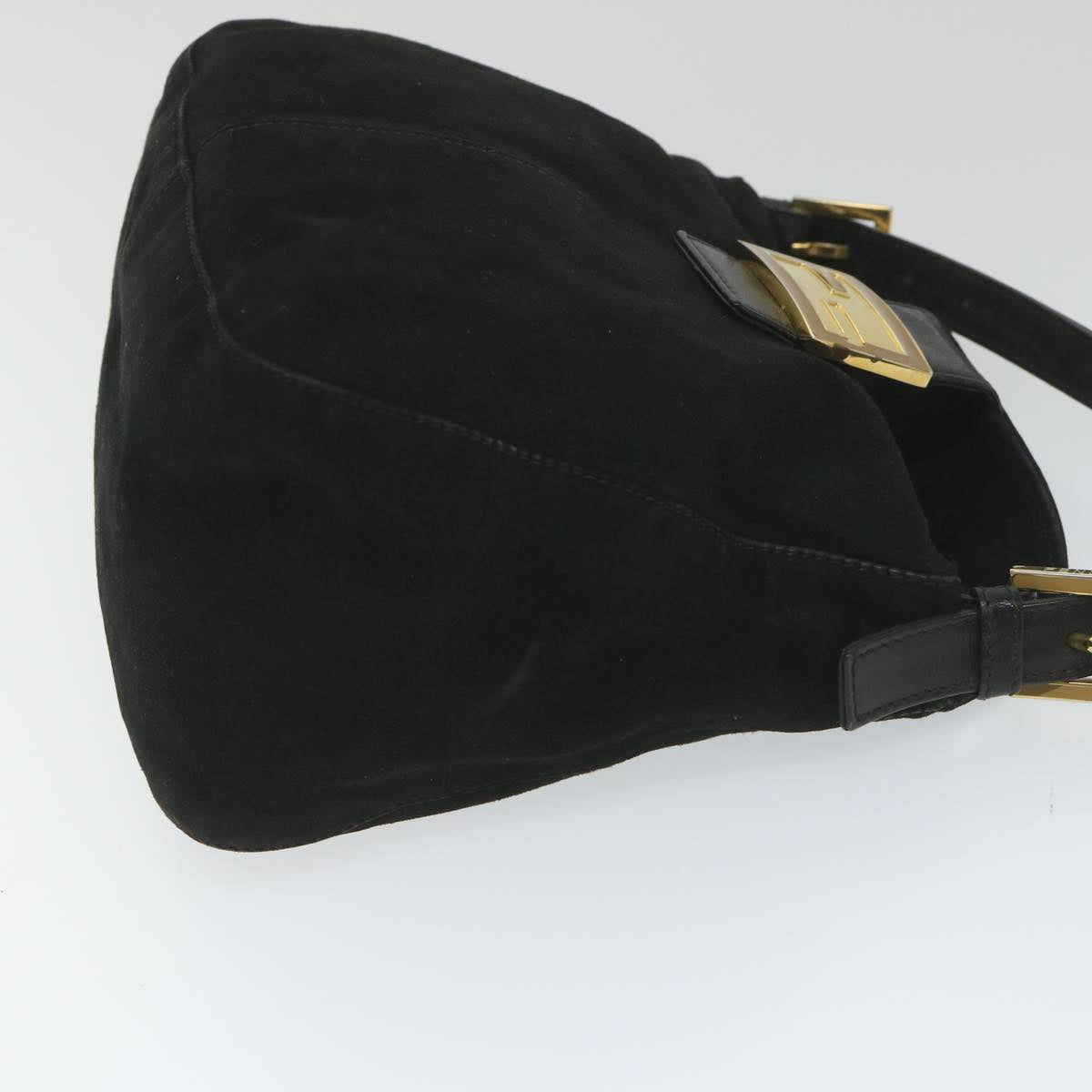 Gianni Versace Mamma Baguette Shoulder Bag Suede Black Auth ar10398