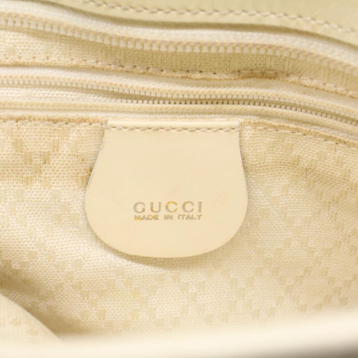 GUCCI Tote Bag Nylon White 002 2123 0458 Auth ar10405