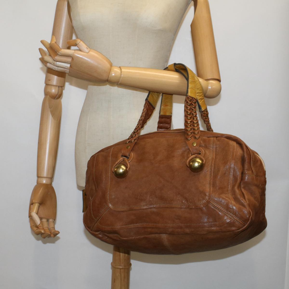 Chloe Shoulder Bag Leather Brown Auth ar10483