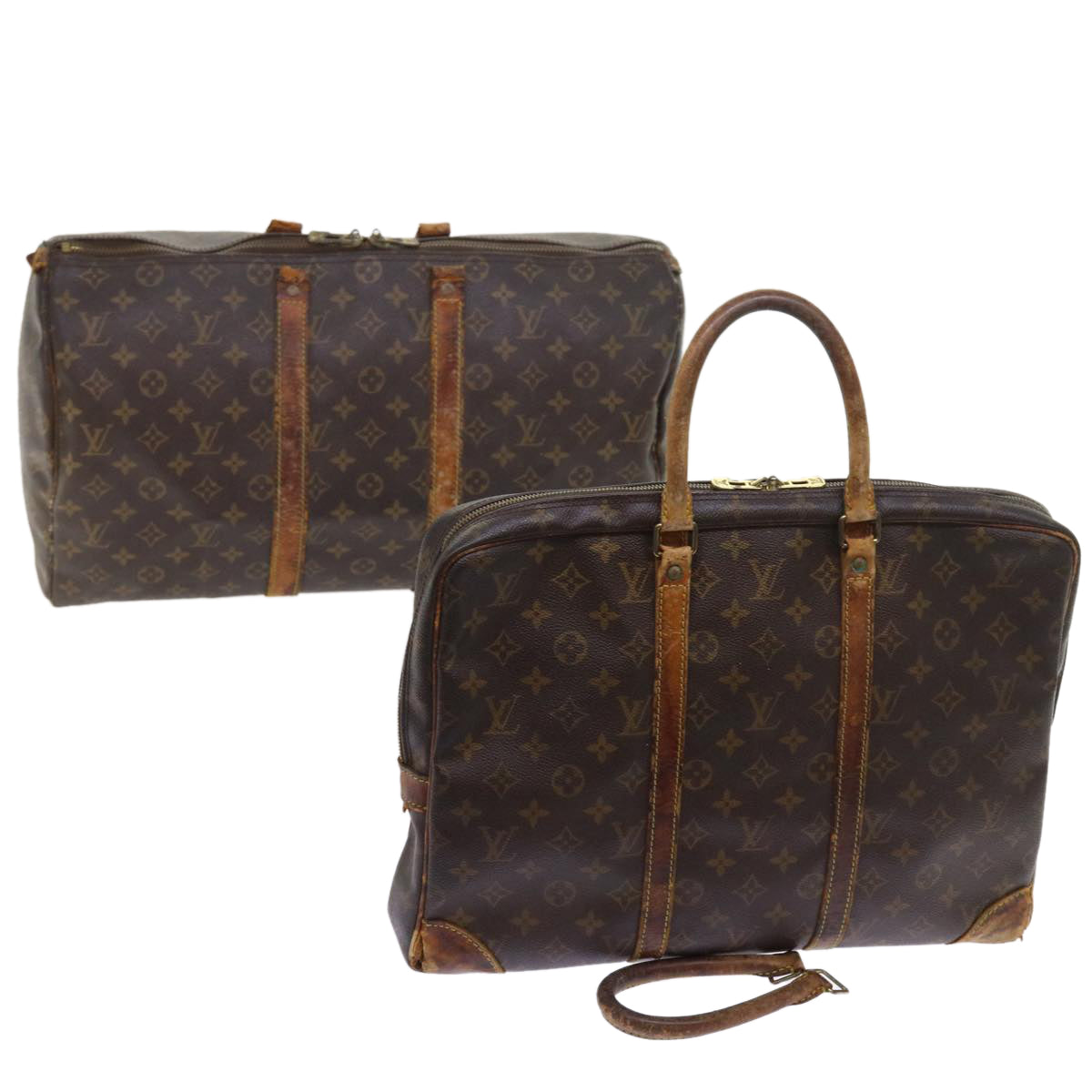 LOUIS VUITTON Monogram Hand Bag Boston Bag 2Set LV Auth ar10499