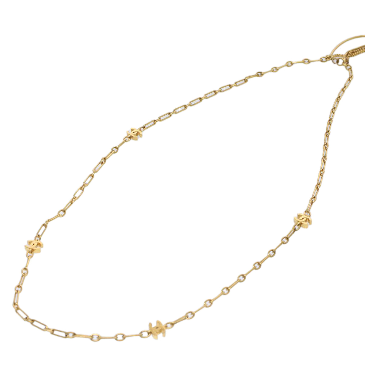 CHANEL COCO Mark Necklace Gold Tone CC Auth ar10556B