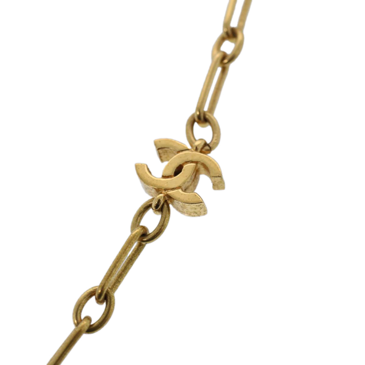 CHANEL COCO Mark Necklace Gold Tone CC Auth ar10556B