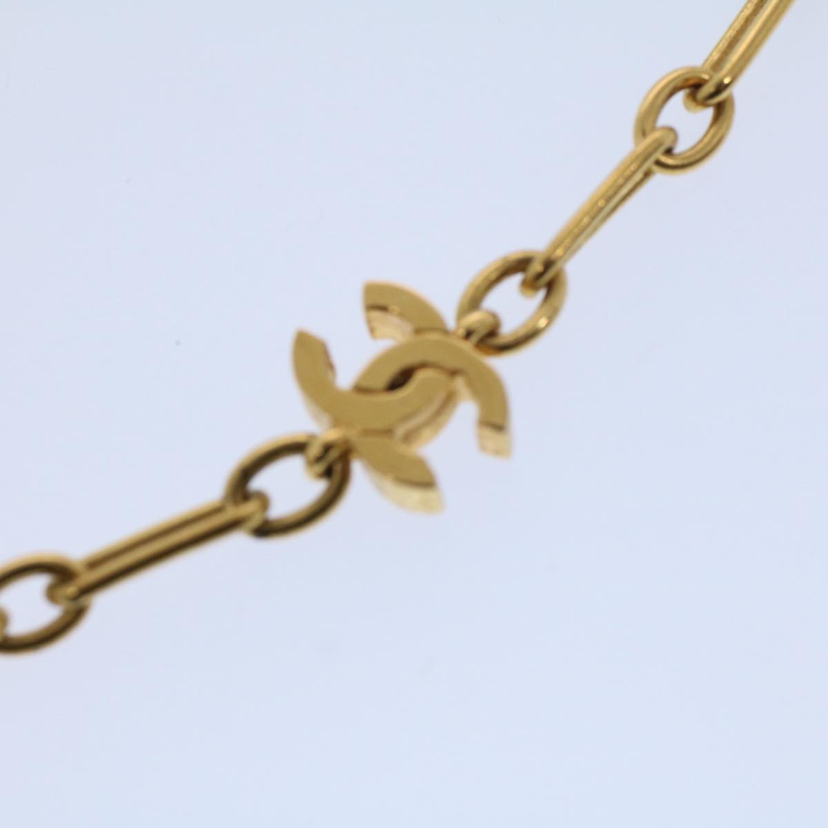 CHANEL COCO Mark Necklace Gold Tone CC Auth ar10556B