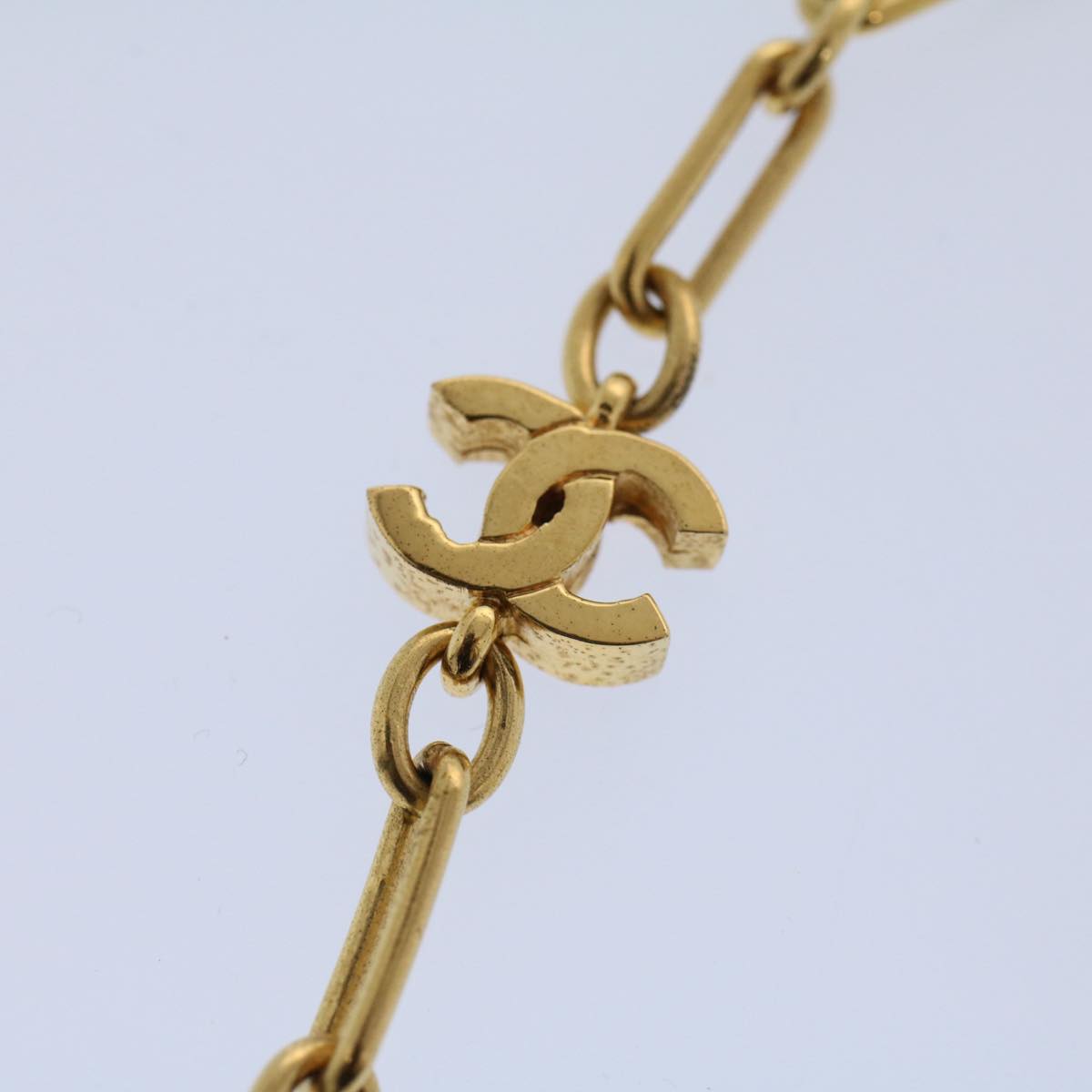 CHANEL COCO Mark Necklace Gold Tone CC Auth ar10556B