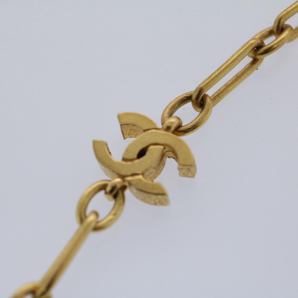 CHANEL COCO Mark Necklace Gold Tone CC Auth ar10556B