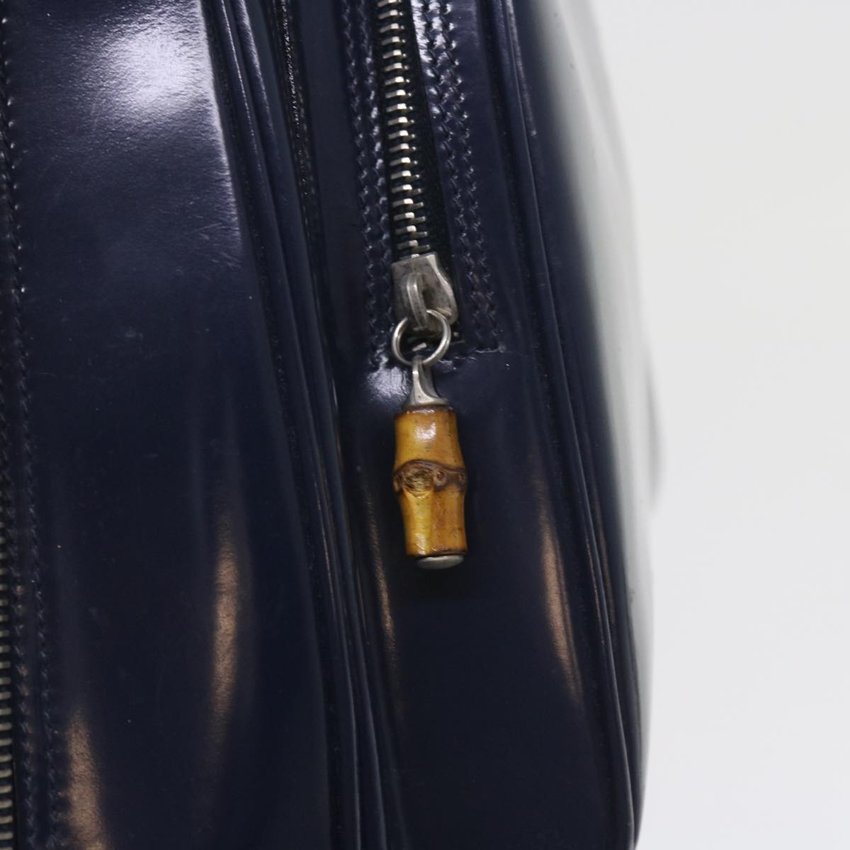 GUCCI Bamboo Body Bag Patent leather Navy Auth ar10595B