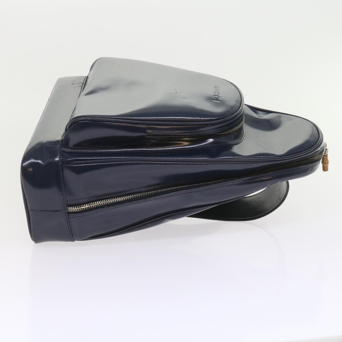 GUCCI Bamboo Body Bag Patent leather Navy Auth ar10595B