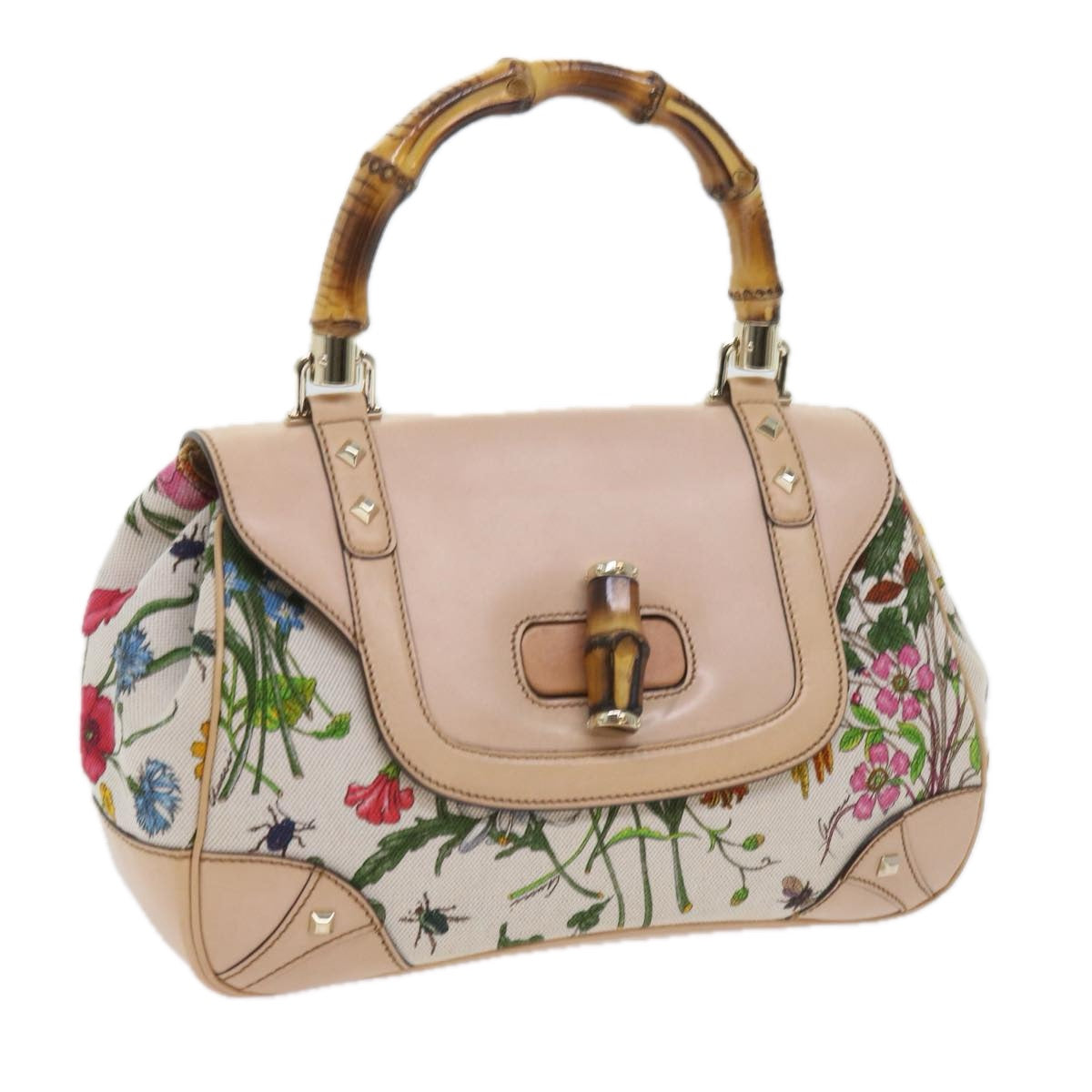 GUCCI Bamboo Hand Bag Canvas Multicolor 137351 Auth ar10633B