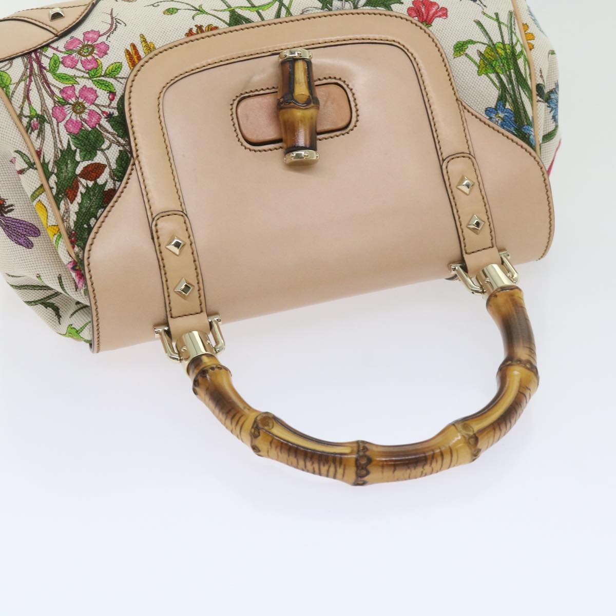 GUCCI Bamboo Hand Bag Canvas Multicolor 137351 Auth ar10633B