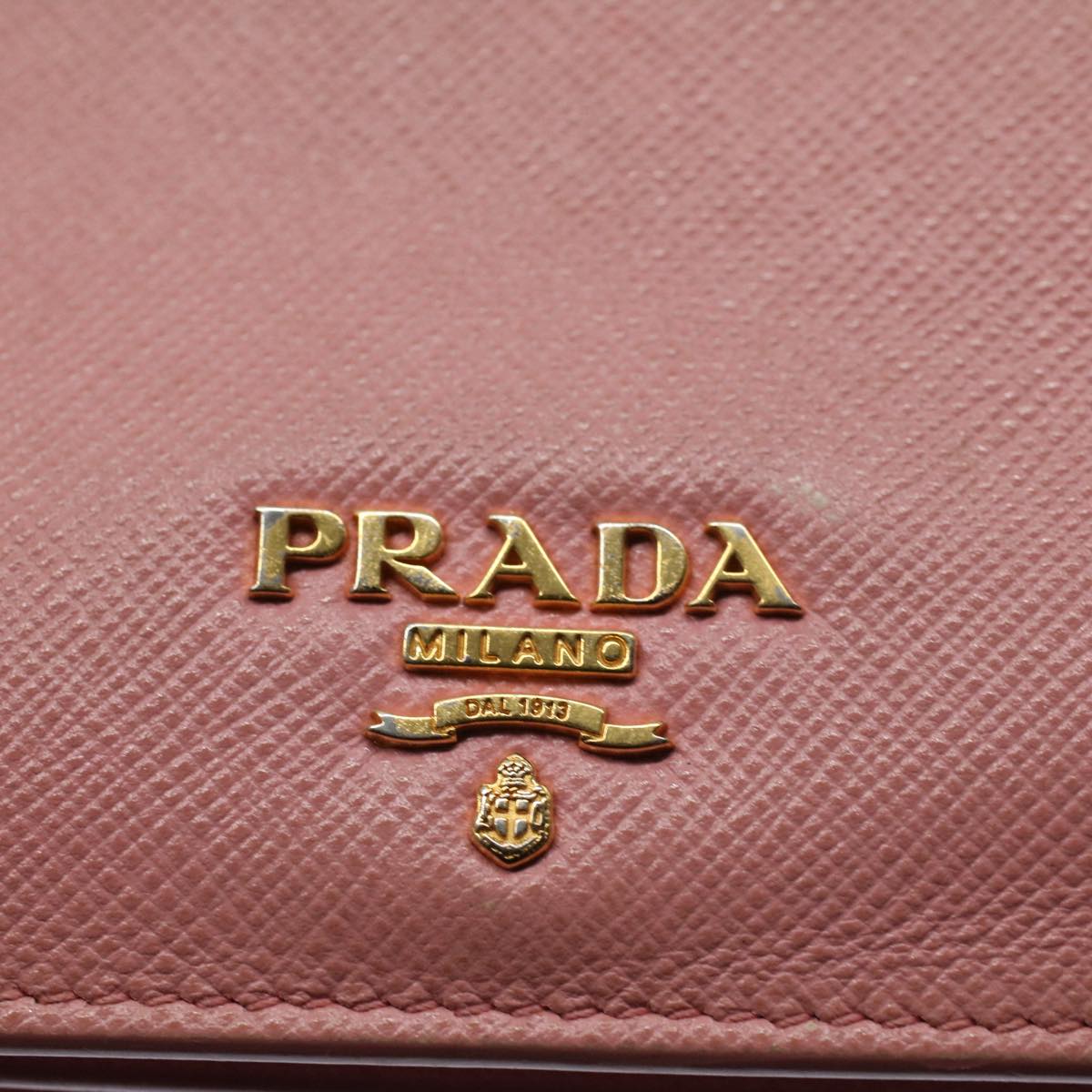 PRADA Chain Wallet Safiano leather Pink Auth ar10641B