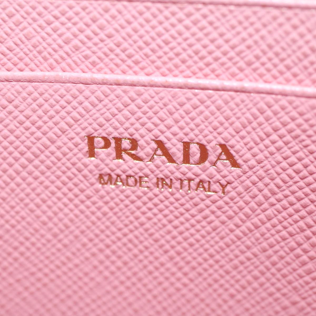 PRADA Chain Wallet Safiano leather Pink Auth ar10641B